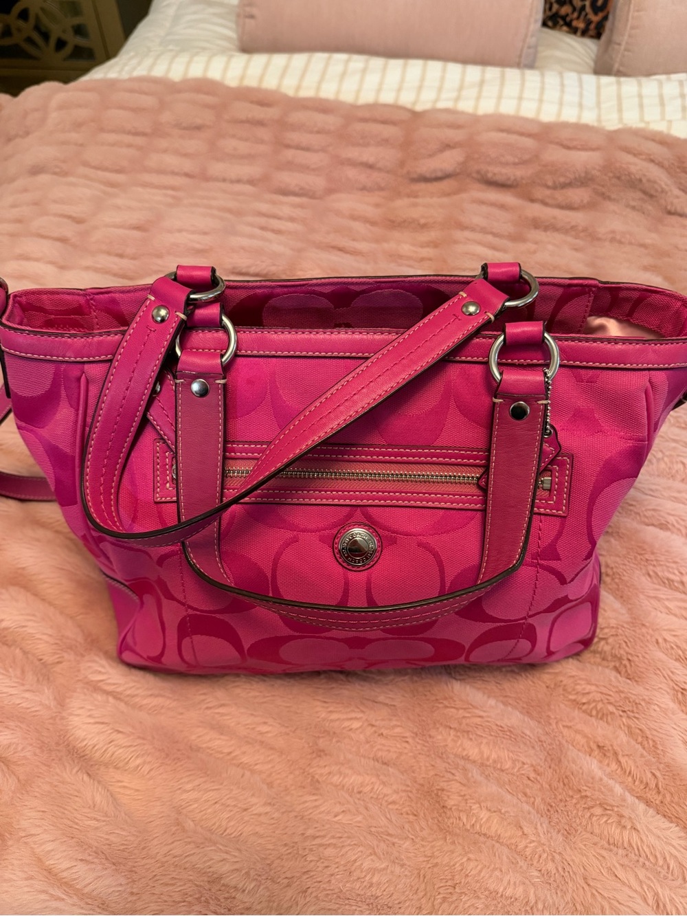 Coach Hot Pink Signature Tote